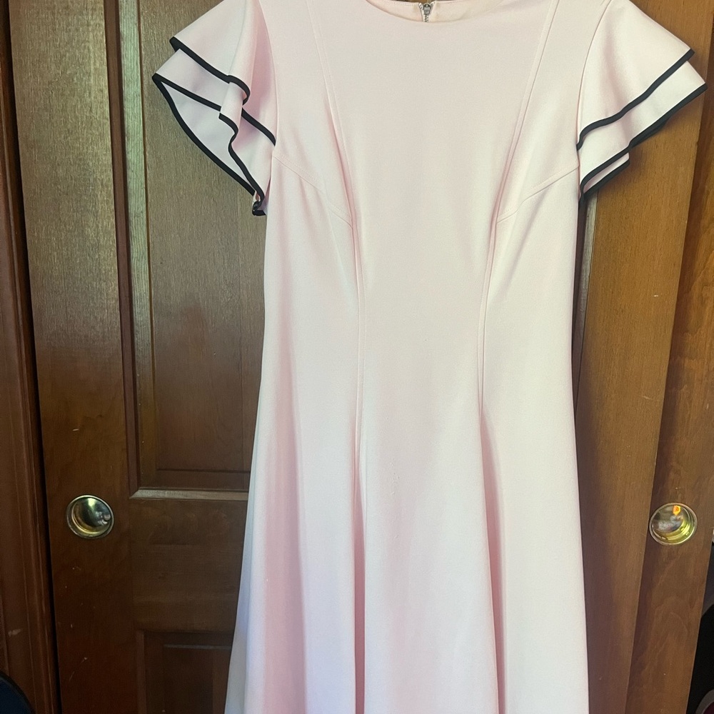 Tommy Hilfiger Pink Midi Dress with Black Trim